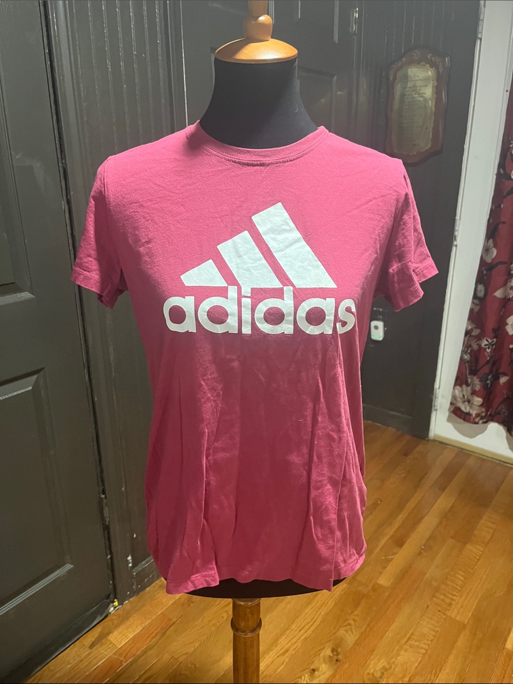 adidas Men’s Raspberry Pink Logo Short Sleeve Tee